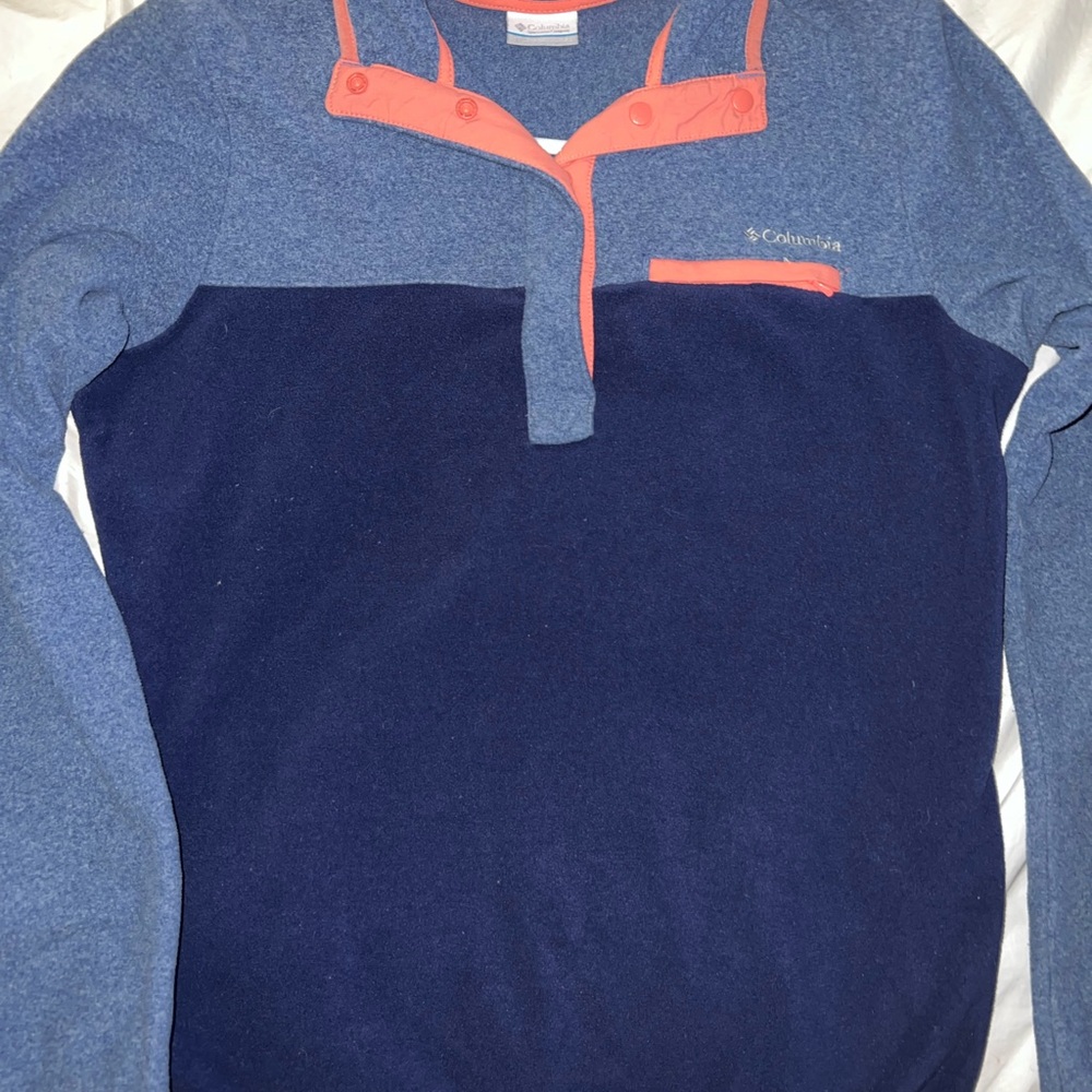 Columbia Blue and Coral Fleece Pullover Size M